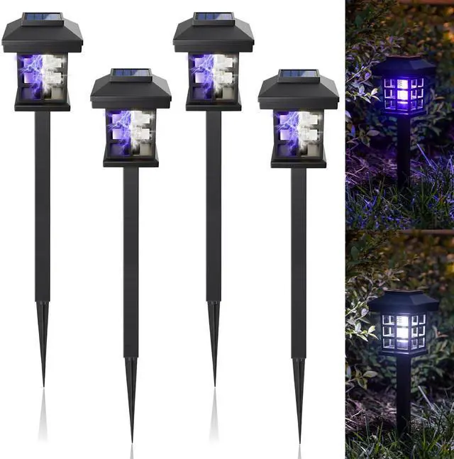 Main image of 4 Pcs Solar Bug Zapper Outdoor Waterproof, Black White Purple