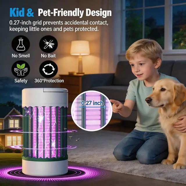 Alt view image 7 of 7 - Bug Zapper Outdoor/Indoor-Portable Electric Mosquitoes and Flying Insect Trap Light | High Powered Wireless Killer Lamp | Must Haves for Kitchen, Camping, Room, Home Rechargeable Indoor
