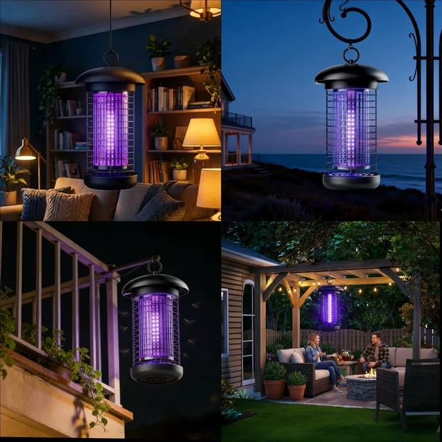 Alt view image 6 of 6 - Bug Zapper Outdoor 2 Prong Plug in Electric Fly Zapper 8 ft Cord High Voltage Mosquito Fly Zapper Lamp, Long Lifespan(Black)