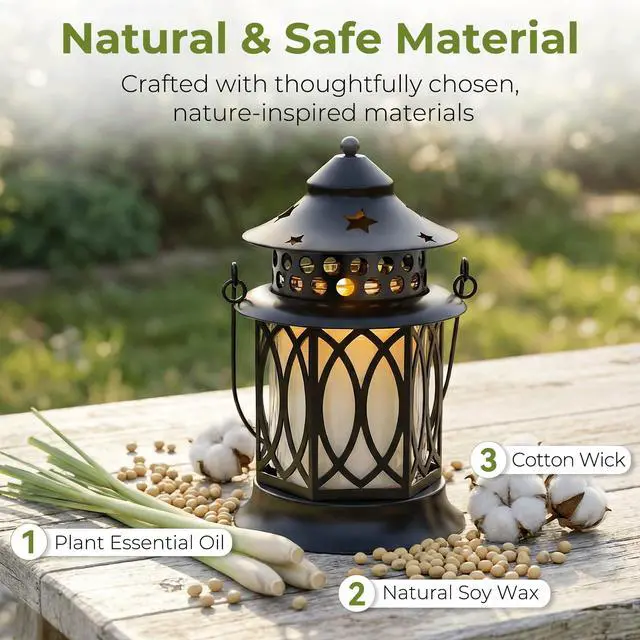 Alt view image 2 of 7 - Citronella Candles Outdoor, 2 Pack Citronella Candle Lanterns with Lid | Soy Wax Outdoor Candles for Patio, Garden, Porch, Backyard, Camping & Summer Outdoor Decor