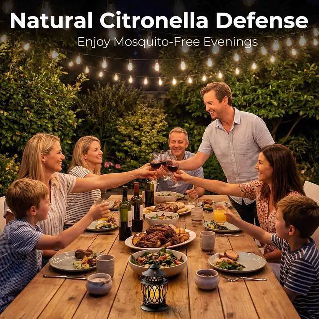 Alt view image 6 of 7 - Citronella Candles Outdoor, 2 Pack Citronella Candle Lanterns with Lid | Soy Wax Outdoor Candles for Patio, Garden, Porch, Backyard, Camping & Summer Outdoor Decor