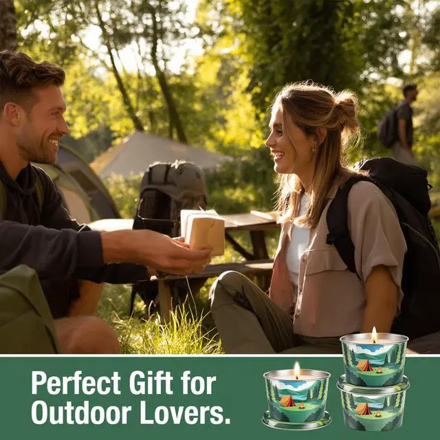 Alt view image 6 of 7 - Citronella Candles Outdoor, Soy Wax 2.2 oz 3 Pack | Citronella fragrance with lemongrass and peppermint oils, Portable mini tins, Patio, camping, backyard and hiking use
