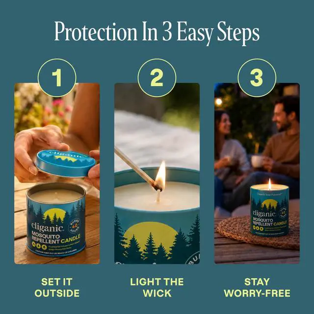 Alt view image 4 of 7 - Mosquito Repellent Candle (9oz) | Citronella, DEET Free, Essential Oil Infused for Outdoor, Camping | Burns 40 Hours