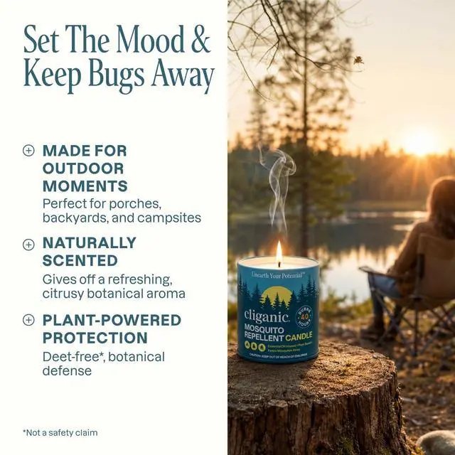 Alt view image 7 of 7 - Mosquito Repellent Candle (9oz) | Citronella, DEET Free, Essential Oil Infused for Outdoor, Camping | Burns 40 Hours