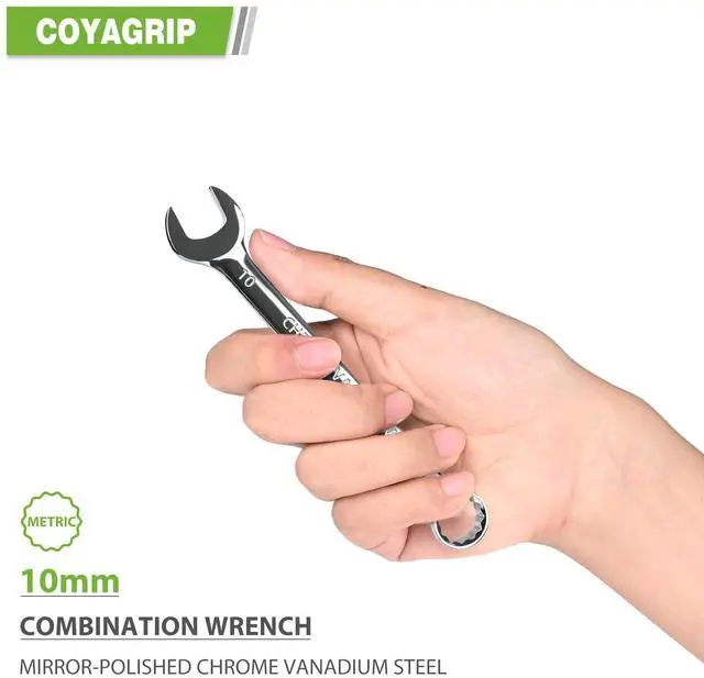 Alt view image 3 of 7 - 10mm Wrench, Industrial Grade Spanner, Combination Wrenches Metric with 12-Point Box End, 15-Degree Offset, 10mm Wrenches Chrome Vanadium Steel Mirror Polished