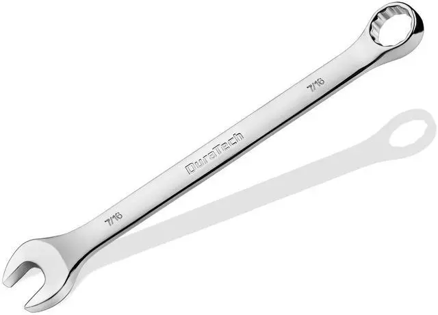 Main image of 7/16" Combination Wrench, SAE | CR-V Constructed, Mirror Polish, 12-Point, 15-Degree Offset