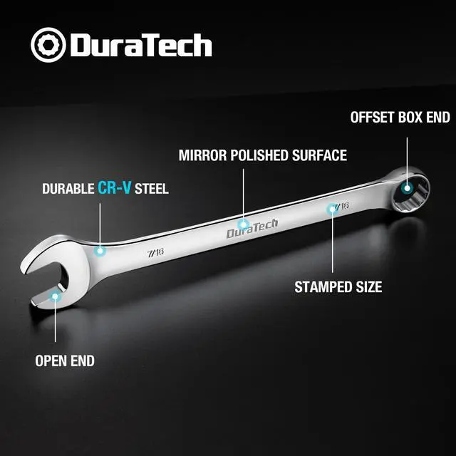 Alt view image 2 of 7 - 7/16" Combination Wrench, SAE | CR-V Constructed, Mirror Polish, 12-Point, 15-Degree Offset