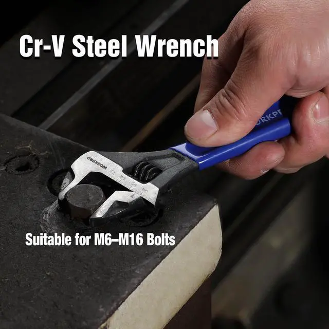 Alt view image 6 of 7 - 6-Inch Compact Adjustable Wrench, Wide Jaw Cr-V steel Wrench | Black Oxide Finish, Metric & SAE Scales, Fits M6M16 bolts for Home Repairs, Garage, DIY and Light Workshop Use.