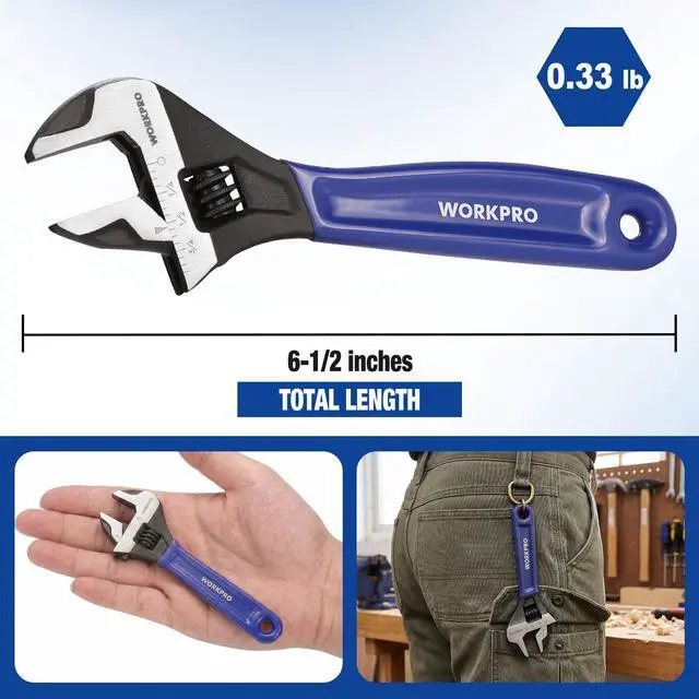 Alt view image 7 of 7 - 6-Inch Compact Adjustable Wrench, Wide Jaw Cr-V steel Wrench | Black Oxide Finish, Metric & SAE Scales, Fits M6M16 bolts for Home Repairs, Garage, DIY and Light Workshop Use.