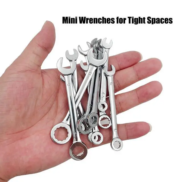 Alt view image 5 of 6 - Mini Wrench Set Open End Wrench Combination Wrench Sets With Chain Ring Metric Type Wrenches (10pcs) | Open End Wrench, Combination Wrench, With Chain Ring, Metric Type
