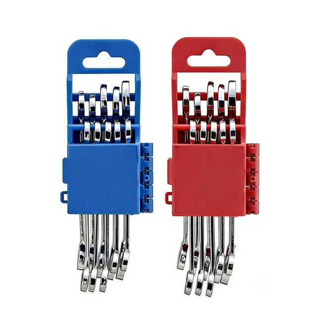 Main image of 20-Piece Small Wrench Set, SAE & Metric, 5/32"-7/16" & 4mm-11mm | Ignition Wrench Set, Mini Wrenches, Micro & Thin, with Unique Wrench Organizer, Red & Blue
