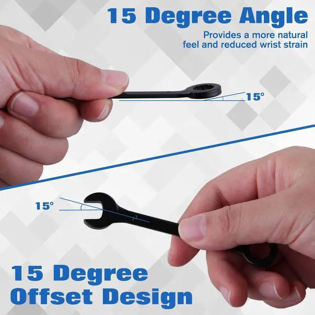 Alt view image 2 of 7 - 10PCS Mini Wrench Set Standard Metric 4mm-11mm | Black Electrophoretic Coating, Portable Pouch and Key Rings, Ignition Wrenches Open End and Box End Combination Wrench Set