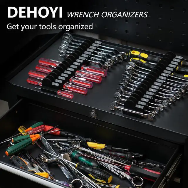 Alt view image 2 of 7 - 48 pcs Premium MAGNETIC Modular Wrench Organizer System- Wrench Rack with Metric&SAE Labels, Tool Storage Holder. Gift for mechanics (Black)