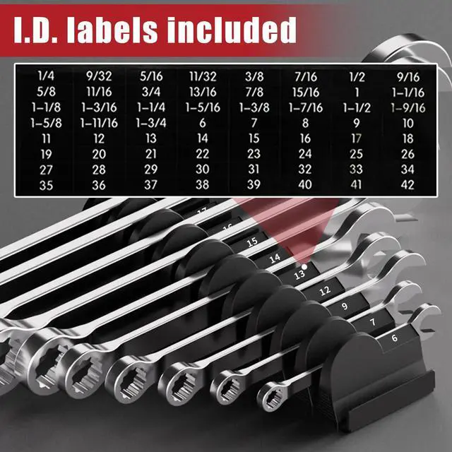 Alt view image 7 of 7 - 48 pcs Premium MAGNETIC Modular Wrench Organizer System- Wrench Rack with Metric&SAE Labels, Tool Storage Holder. Gift for mechanics (Black)