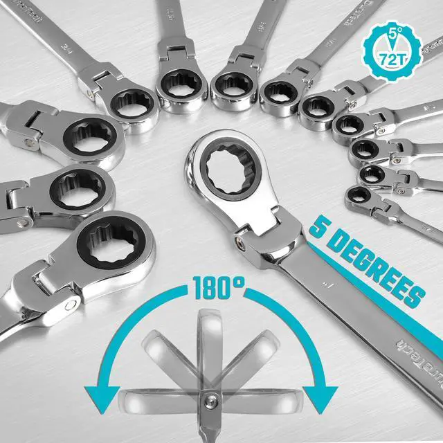 Alt view image 3 of 7 - 3/4" Flex-Head Ratcheting Combination Wrench | SAE, 72-Tooth, CR-V Steel