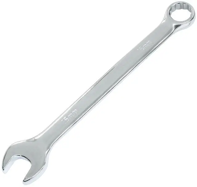 Main image of 15mm Metric Combination Wrench Spanner with Box End and Open End | 12-Point Box End, Open End, Mirror-Chrome Plated, High Carbon Steel