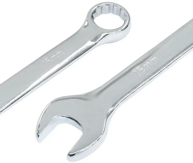 Alt view image 3 of 5 - 15mm Metric Combination Wrench Spanner with Box End and Open End | 12-Point Box End, Open End, Mirror-Chrome Plated, High Carbon Steel