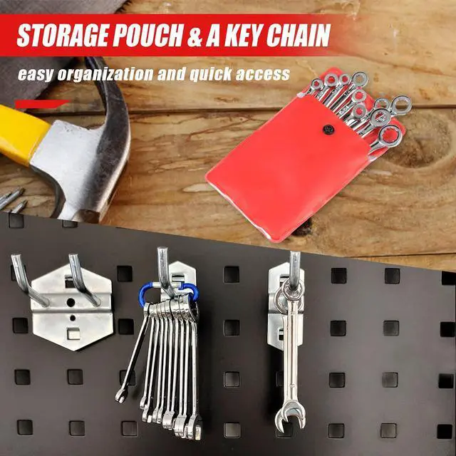 Alt view image 6 of 7 - Mini Wrench Set 4mm-11mm & 5/32"-7/16" Open and Box End Wrench Set | Metric SAE, Ignition Wrench Sets, Open and Box End, Combination Wrench Sets, Storage Pouches and Key Chains
