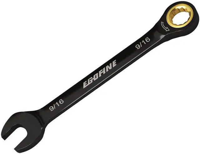 Main image of 9/16 Ratchet Wrench, 9/16 Wrench Ratcheting Combination Wrenches SAE, Industrial Grade Gear Spanner with 12 Point Box End, 72-Teeth Ratchet Black Electrophoretic Coating,CR-V