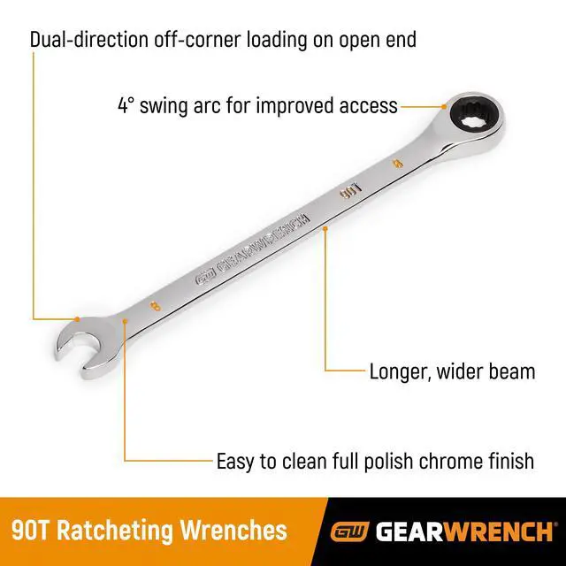 Alt view image 2 of 5 - 9/16" 90T 12 Point Ratcheting Combination Wrench | 86946