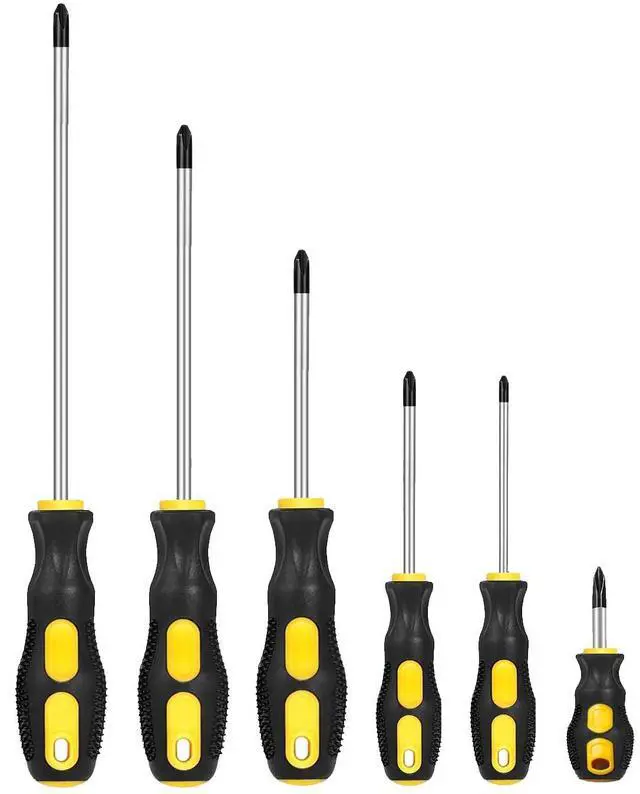 Main image of 6-Piece Magnetic Phillips Screwdriver Set, Professional Cushion Grip | Cross Head Screwdrivers Hand Tool Set