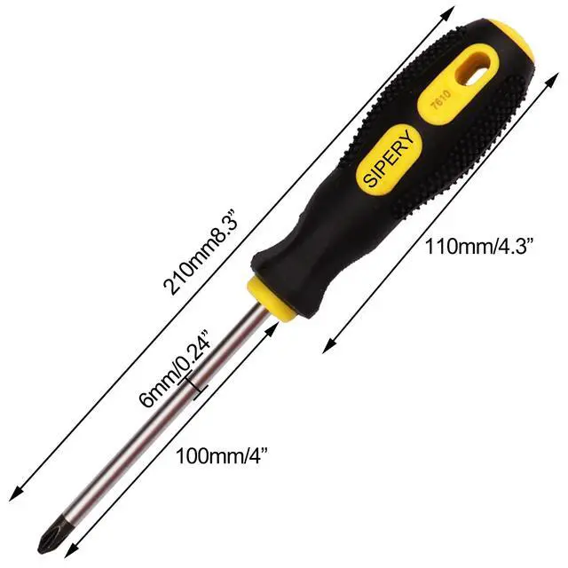 Alt view image 2 of 7 - 2 Pack Phillips Screwdriver - 4 Inch Shaft, Cross-head 6mm PH2 Magnetic Extended Screwdriver With Rubber Handle