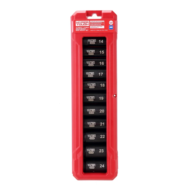 Alt view image 3 of 7 - Hyper Tough 1/2-Inch Drive Impact Deep Socket Set, Metric, 12 Pieces
