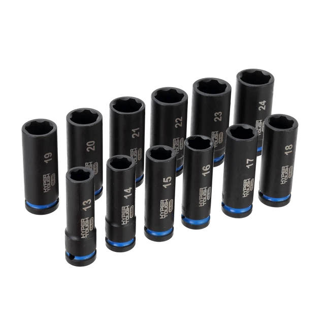 Alt view image 5 of 7 - Hyper Tough 1/2-Inch Drive Impact Deep Socket Set, Metric, 12 Pieces