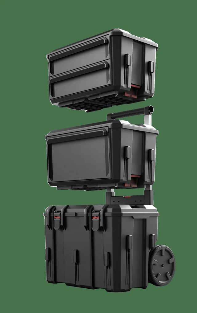 Alt view image 3 of 5 - Hyper Stack 1-Drawer Plastic Tool Box, Black, Compatible with Hyper Stack System