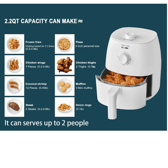 Alt view image 6 of 7 - 2.2 qt Air Fryer, Arctic White - Automatic Shutoff