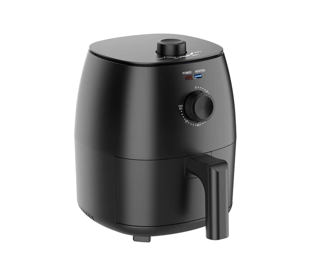 Alt view image 2 of 7 - Air Fryer, 2.2 Quart, 1150W, Arctic Black with Non-Stick Basket