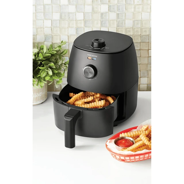Alt view image 3 of 7 - Air Fryer, 2.2 Quart, 1150W, Arctic Black with Non-Stick Basket