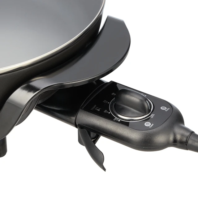 Alt view image 5 of 7 - 12" Round Ceramic Skillet with Glass Lid ,Black,Nonstick, 1200W, Removable Temp Control, Dishwasher Safe