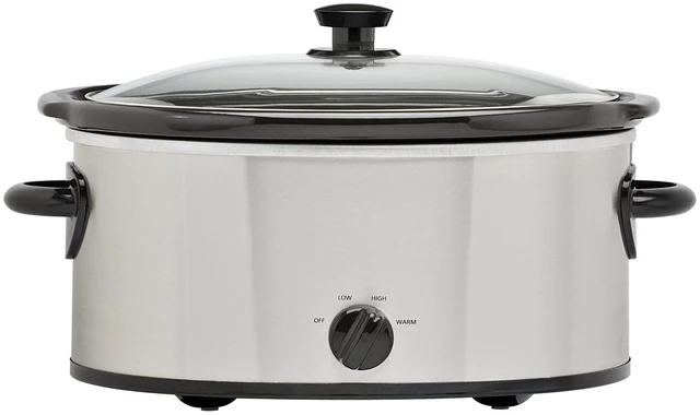 Main image of 6 Quart Oval Slow Cooker, with Stainless Steel Finish and Glass Lid