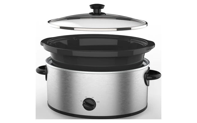 Alt view image 4 of 7 - 6 Quart Oval Slow Cooker, with Stainless Steel Finish and Glass Lid