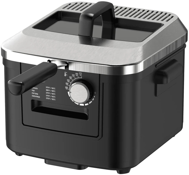 Main image of 4-Liter Matte Black Electric Deep Fryer with Adjustable Temperature Control