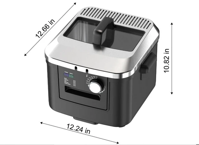 Alt view image 4 of 7 - 4-Liter Matte Black Electric Deep Fryer with Adjustable Temperature Control