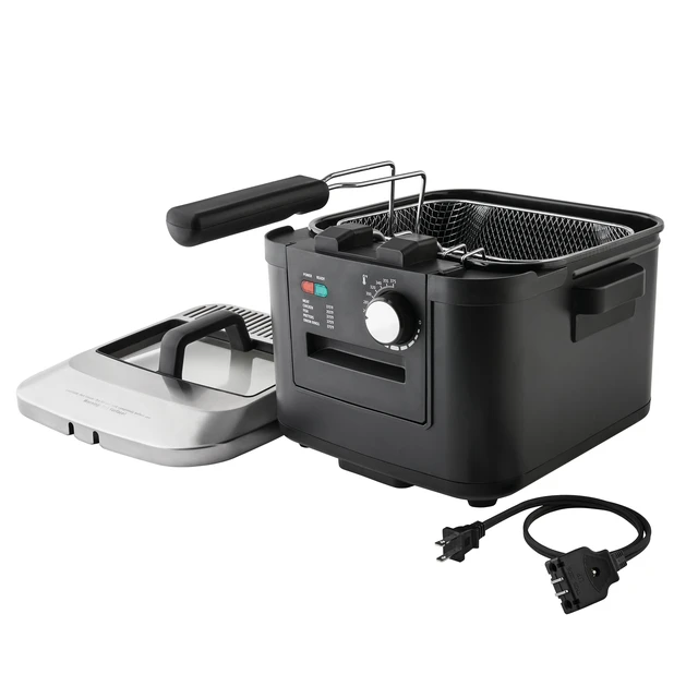 Alt view image 5 of 7 - 4-Liter Matte Black Electric Deep Fryer with Adjustable Temperature Control