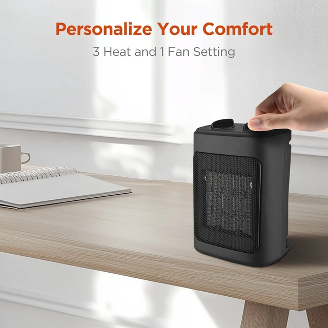 Alt view image 3 of 7 - 1500W Ceramic Fan-Force Electric Space Heater, Black
