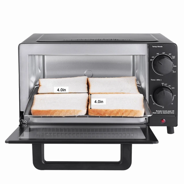 Alt view image 2 of 7 - 4 Slice Countertop Toaster Oven with 3 Settings, Includes Baking Rack and Pan, Black, New