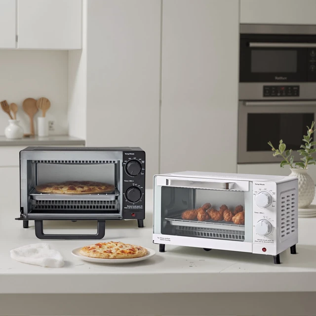 Alt view image 7 of 7 - 4 Slice Countertop Toaster Oven with 3 Settings, Includes Baking Rack and Pan, Black, New