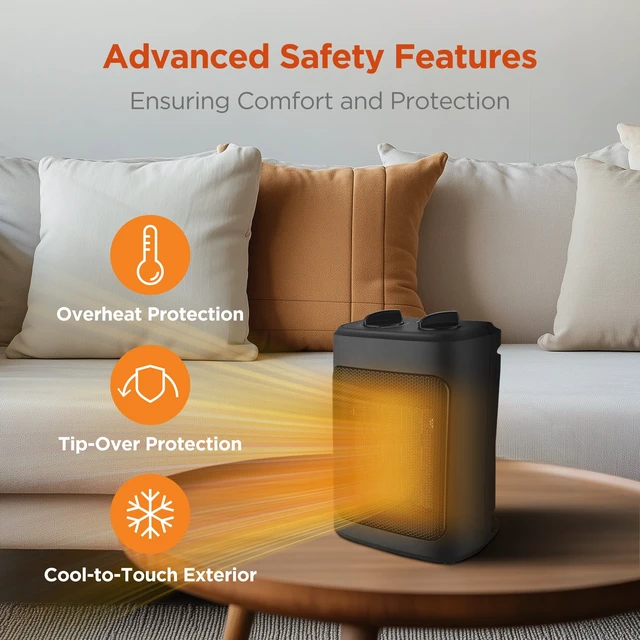 Alt view image 5 of 7 - 1500W Ceramic Fan-Force Electric Space Heater, Black