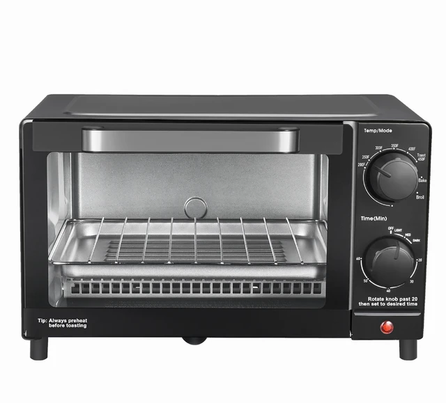 Main image of 4 Slice Countertop Toaster Oven with 3 Settings, Includes Baking Rack and Pan, Black, New