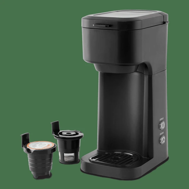 Main image of Black Dual Brew Coffee Maker, Single Serve, Auto Shutoff, 14 oz Reservoir