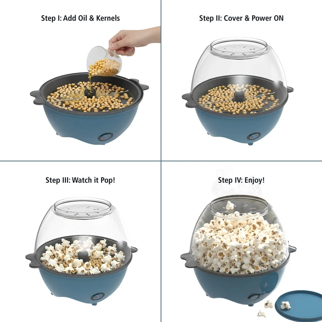 Alt view image 7 of 7 - 18-Cup Popcorn Machine, Electric Popcorn Maker Machine with Stirring Rod and 2-in-1 Serving Bowl Lid