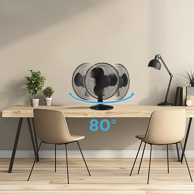 Alt view image 4 of 7 - 12-Inch Table Fan, Black, Adjustable 3-Speed Settings with Oscillation, FT30-8MBBV