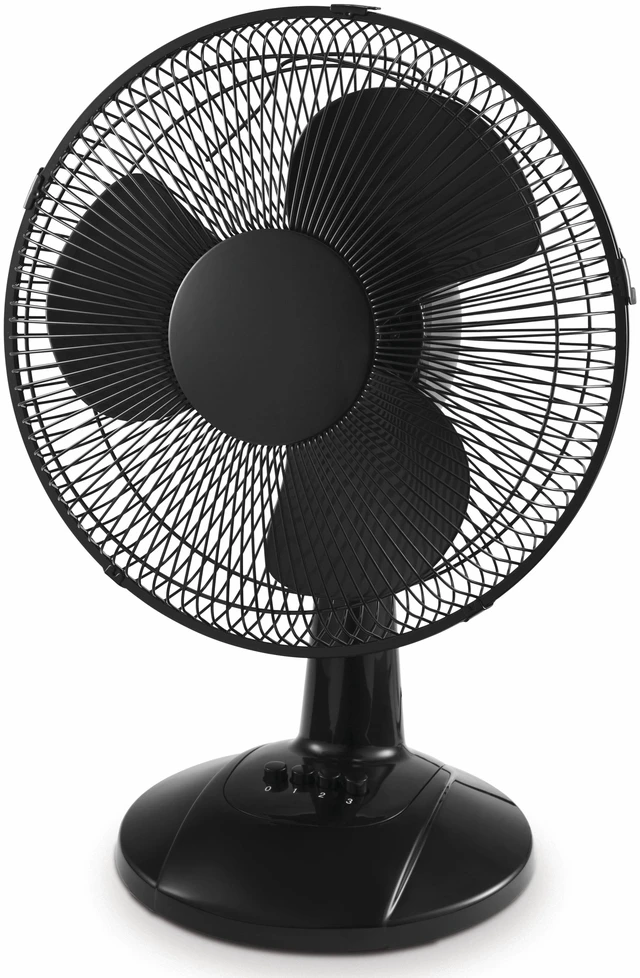 Main image of 12-Inch Table Fan, Black, Adjustable 3-Speed Settings with Oscillation, FT30-8MBBV
