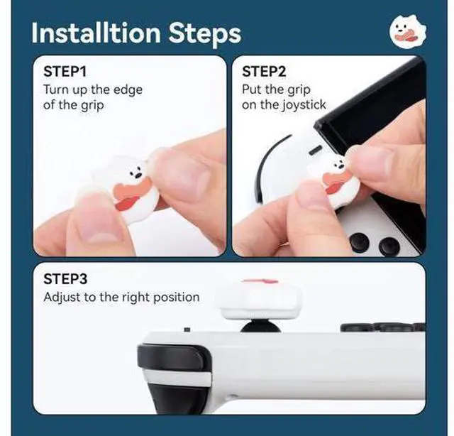 Alt view image 10 of 14 - GeekShare Cute Thumb Grip Caps for Switch,4PCS Cute Silicone Joystick Caps,Soft Thumbstick Cover Compatible with Switch/OLED/Switch Lite - Ghost Puppy