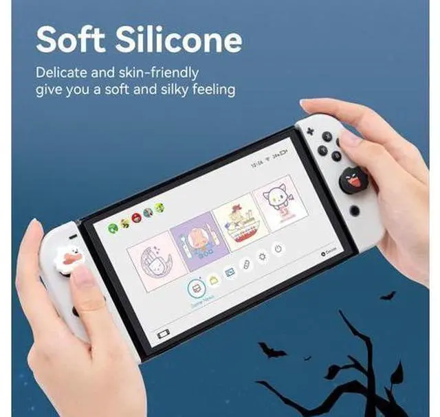Alt view image 11 of 14 - GeekShare Cute Thumb Grip Caps for Switch,4PCS Cute Silicone Joystick Caps,Soft Thumbstick Cover Compatible with Switch/OLED/Switch Lite - Ghost Puppy