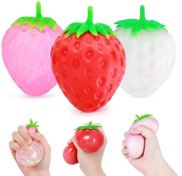 Alt view image 8 of 14 - Strawberry Squishy, Strawberry Squishy Sensory Fidget Giant Jumbo Big Slow Rising Stress Ball Squeeze Toy Fruit Realistic for Relief, Adults Kids Gifts Party Favor (3 pcs)